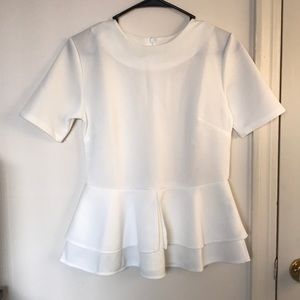 White peplum top